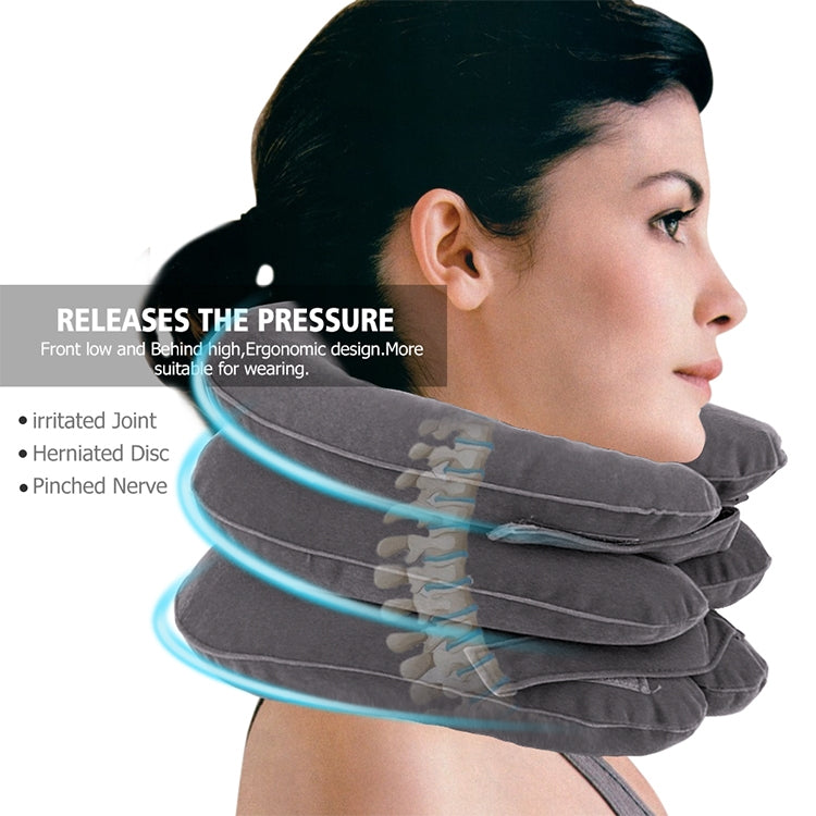 Household Full Cashmere Cervical Traction Instrument Neck Protection Inflatable Cervical Spine Massage Instrument (Grey)