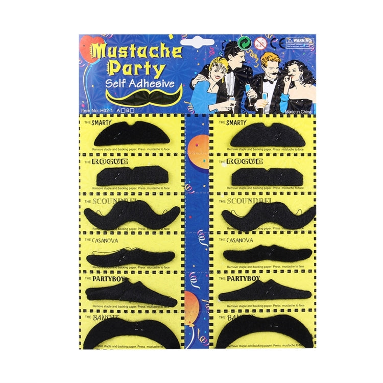 12 in 1 Funny Halloween Props Self-adhesive Fake Mustaches Kit, Mustaches Kit