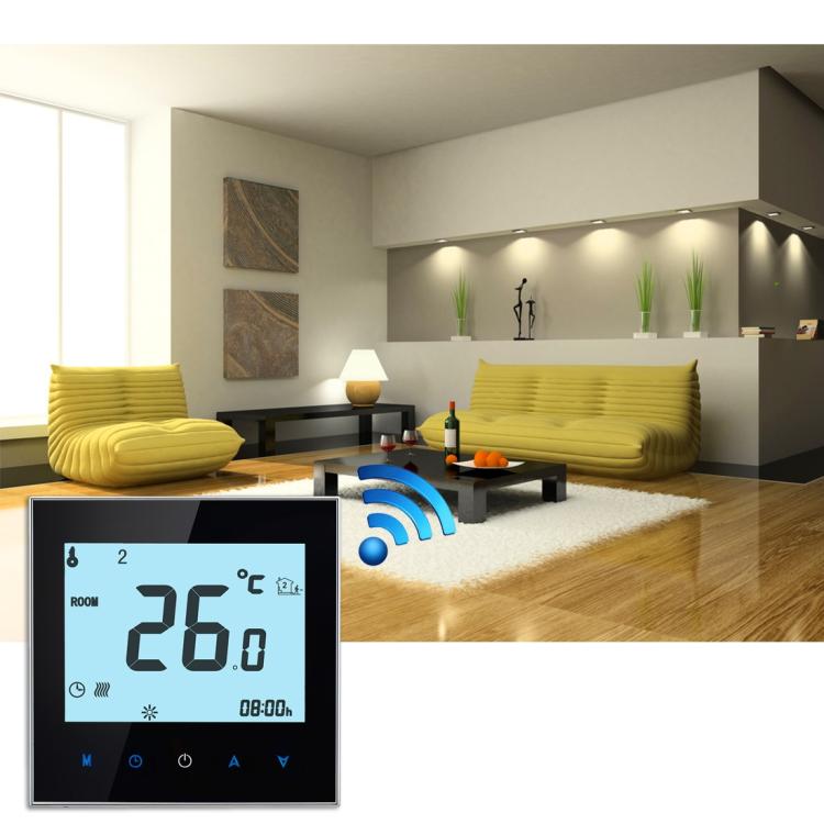 BHT-1000-GB-WIFI 16A Load Electronic Heating Type Touch LCD Digital WiFi Heating Room Thermostat with Sensor, Display Clock / Temperature / Periods / Time / Week / Heat etc., BHT-1000 16A (White), BHT-1000 16A (Black)