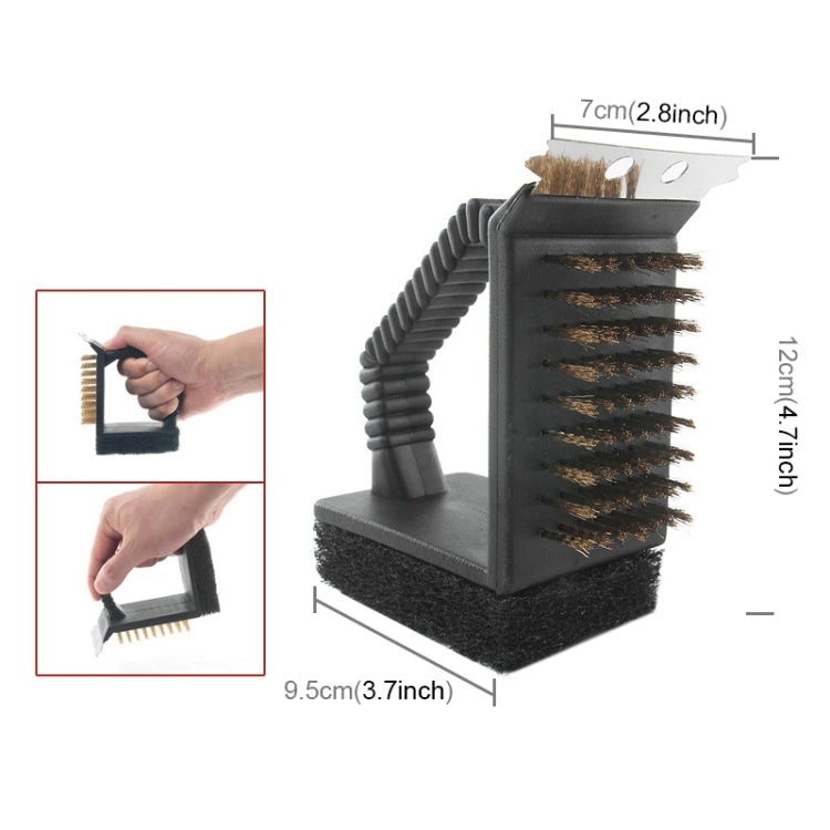 Outdoor Barbecue Cleaning Brush Camping Picnic BBQ Copper Wire Grill Three In One Right Angle Copper Wire Triangular Brush
