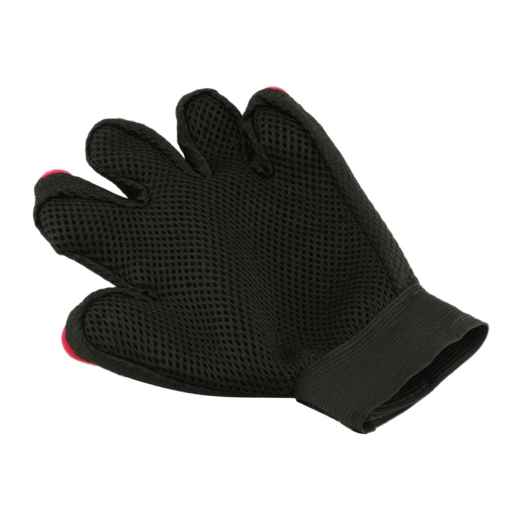 Right Hand Five Finger Deshedding Brush Glove Pet Gentle Efficient Massage Grooming(Red)