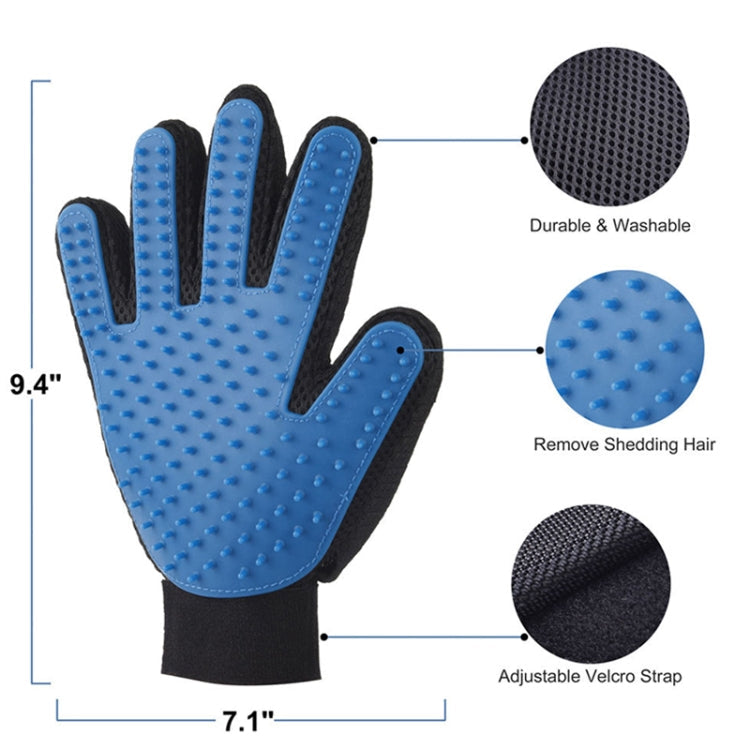 Right Hand Five Finger Deshedding Brush Glove Pet Gentle Efficient Massage Grooming(Red)