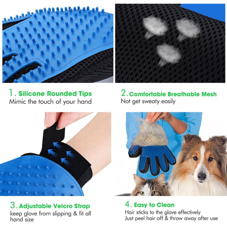 Right Hand Five Finger Deshedding Brush Glove Pet Gentle Efficient Massage Grooming(Red)