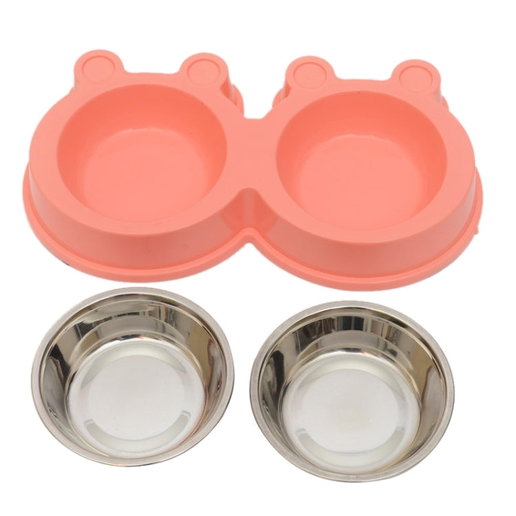 2 in 1 Stainless Steel  Bowls, Anti-slippery Mat Cartoon Shape Detachable Pets Bowls, Random Color Delivery, 2 in 1 Cartoon Shape Pets Bowls