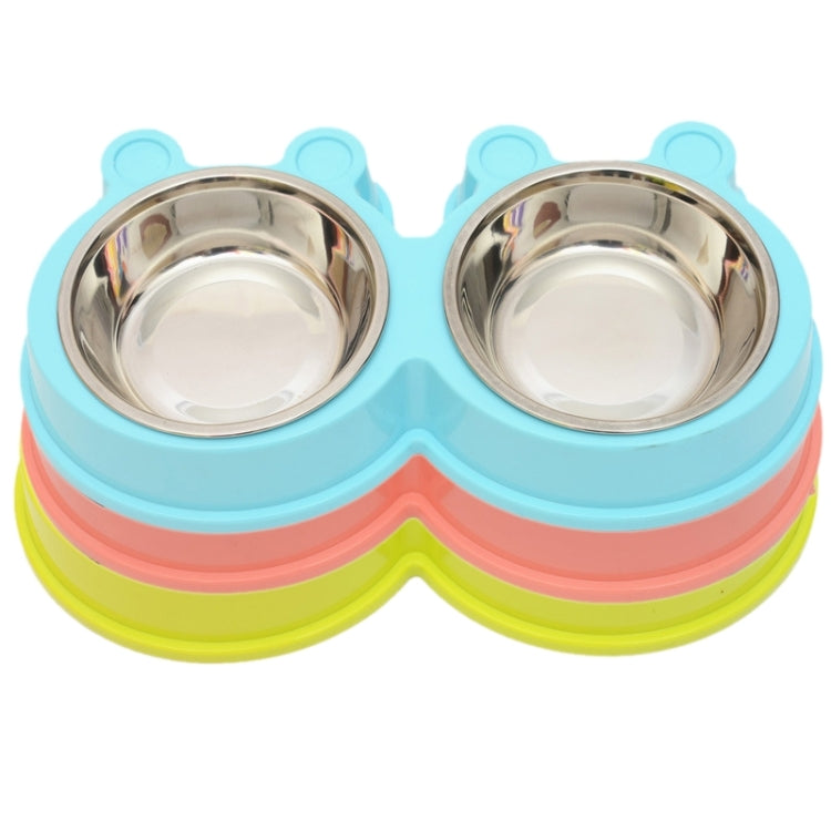 2 in 1 Stainless Steel  Bowls, Anti-slippery Mat Cartoon Shape Detachable Pets Bowls, Random Color Delivery, 2 in 1 Cartoon Shape Pets Bowls