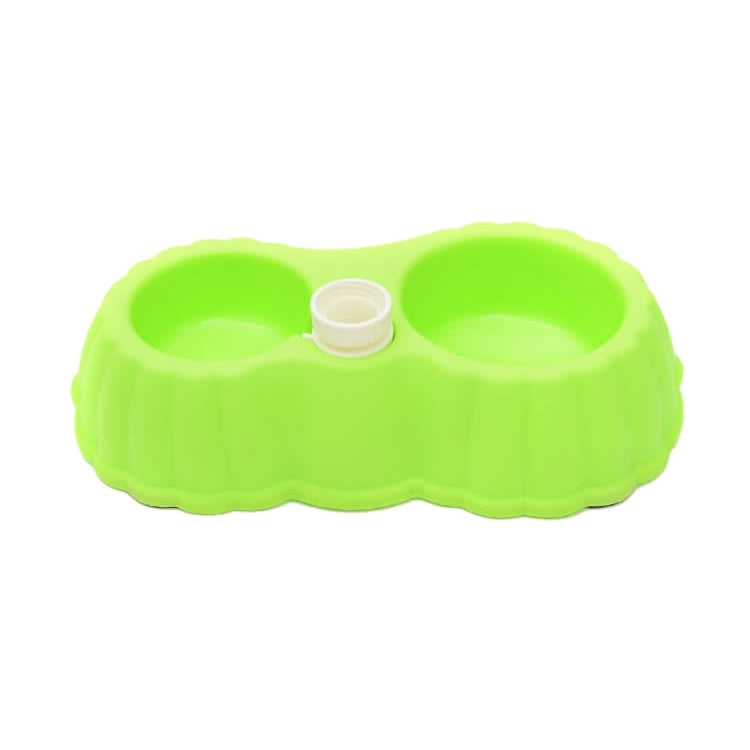 Pumpkin Shape Dog Cat Food Dish + Drinking Water Double Bowls with Automatic Water Dispenser, Size: S, Size: S  Green, Size: S  Blue, Size: S  Magenta, Size: S  White, Size: S Yellow, Size: S  Coffee
