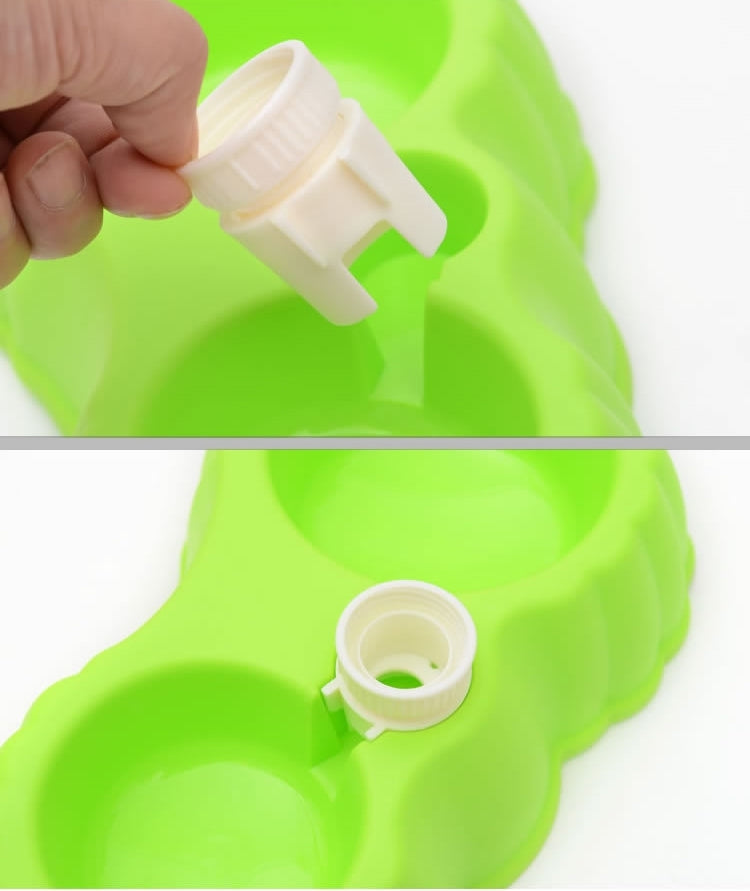 Pumpkin Shape Dog Cat Food Dish + Drinking Water Double Bowls with Automatic Water Dispenser, Size: S, Size: S  Green, Size: S  Blue, Size: S  Magenta, Size: S  White, Size: S Yellow, Size: S  Coffee