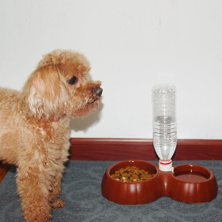 Pumpkin Shape Dog Cat Food Dish + Drinking Water Double Bowls with Automatic Water Dispenser, Size: S, Size: S  Green, Size: S  Blue, Size: S  Magenta, Size: S  White, Size: S Yellow, Size: S  Coffee