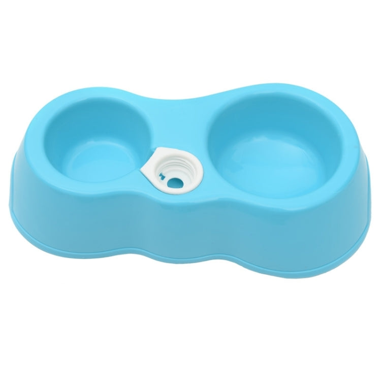 Dog Cat Food Dish + Drinking Water Double Bowls with Automatic Water Dispenser