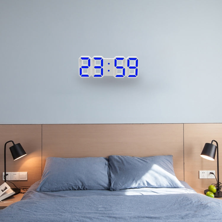 Multi-Function Large 3D LED Digital Wall Alarm Clock with Snooze Function, 12/24 Hours Display for Home, Kitchen, Office, DC 5V, CE Certificated, White Body White Characters, White Body Green Characters, White Body Blue Characters                      ...