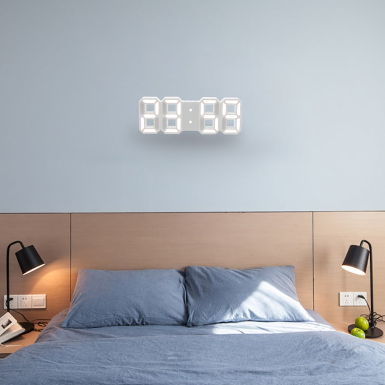 Multi-Function Large 3D LED Digital Wall Alarm Clock with Snooze Function, 12/24 Hours Display for Home, Kitchen, Office, DC 5V, CE Certificated, White Body White Characters, White Body Green Characters, White Body Blue Characters                      ...