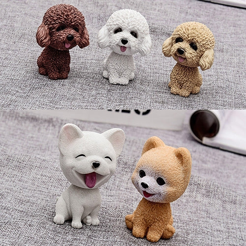 Shaking Head Dog Car Ornaments Resins Lovely Cartoon Dog New Year Gifts with Double-sided Adhesive Tape, Pomeranian Cartoon Dog, Inu Cartoon Dog, Bulldog Cartoon Dog, Husky Dog Cartoon Dog, Corgi Dog Cartoon Dog, White Teddy Cartoon Dog                ...