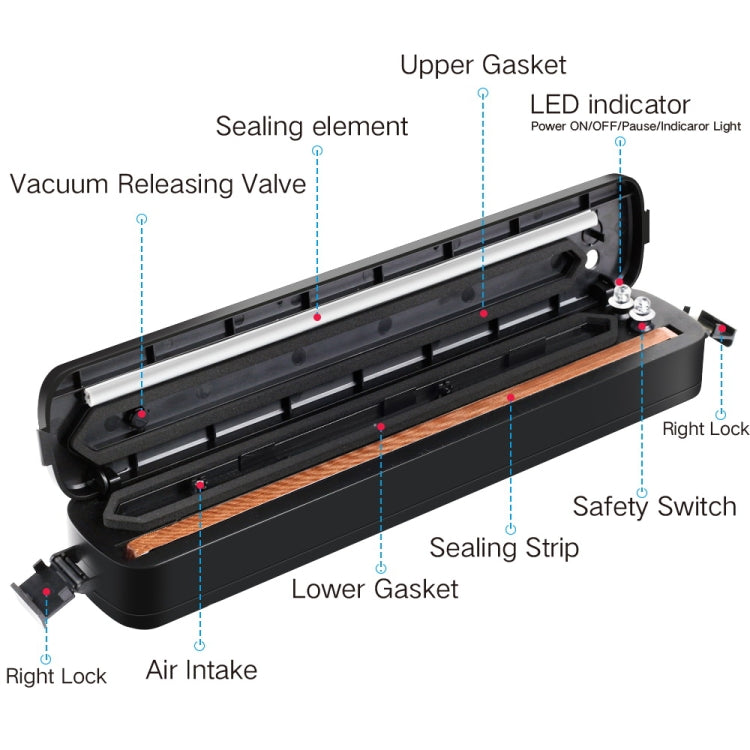 Automatic Vacuum Sealer for Household Food Preservation, with Food Grade Vacuum Bags