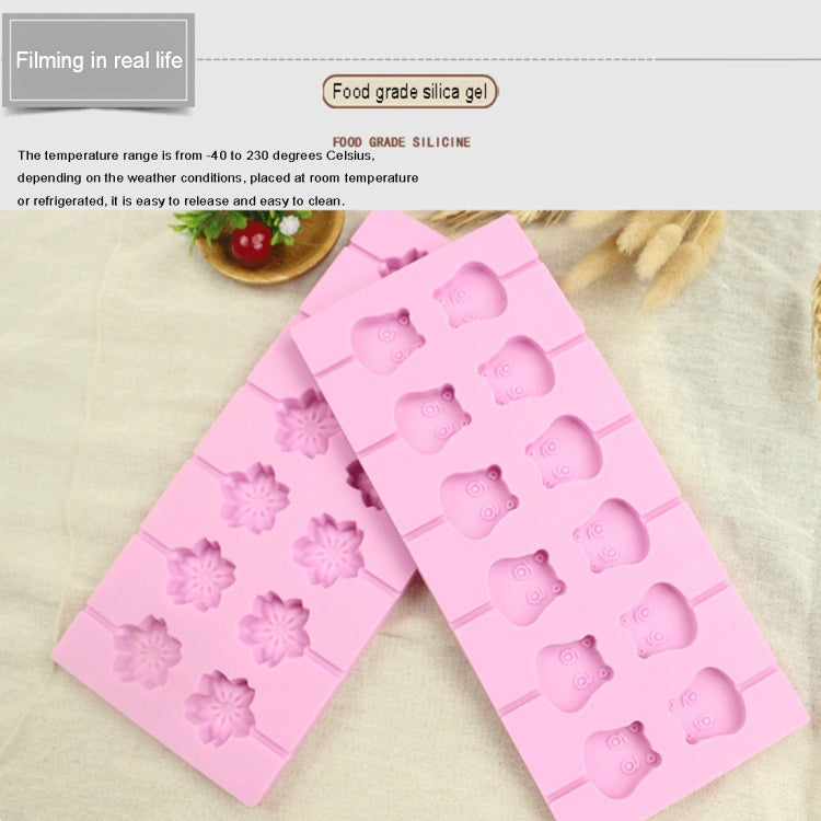 12-Capacity DIY Silicone Chocolate Molds(Lollipop Shape), Lollipop Shape, Cherry Blossoms Shape, Cow Shape