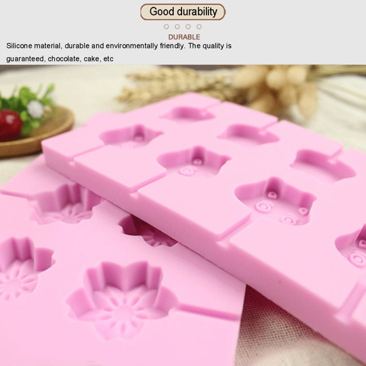 12-Capacity DIY Silicone Chocolate Molds(Lollipop Shape), Lollipop Shape, Cherry Blossoms Shape, Cow Shape