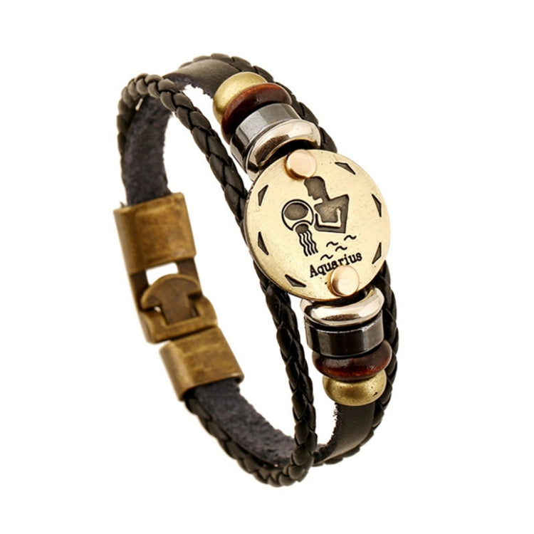 2 PCS Couple Lovers Jewelry Leather Braided Constellation Detail Hand Chain Bracelet, Size: 21*1.2cm, HC3505A, HC3505B, HC3505C, HC3505D, HC3505E, HC3505F, HC3505G, HC3505H, HC3505J, HC3505K, HC3505L, HC3505M