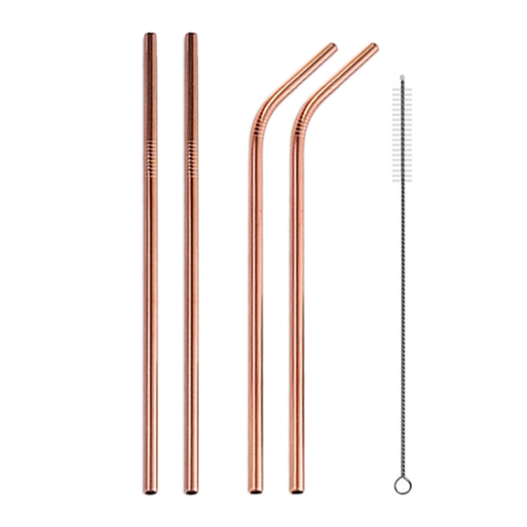 4pcs Reusable Stainless Steel Drinking Straw + Cleaner Brush Set Kit,  215*6mm, 215*6mm (Combination)