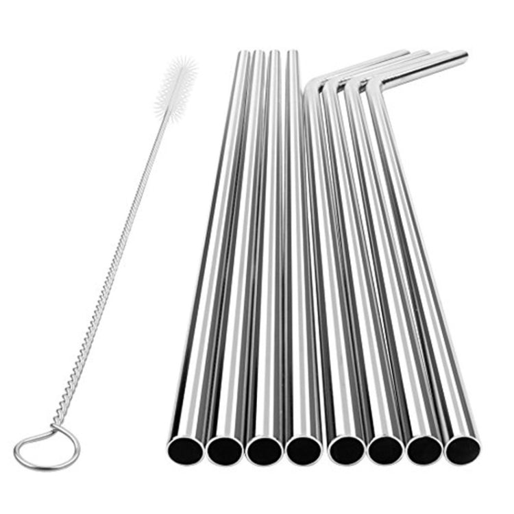 4pcs Reusable Stainless Steel Drinking Straw + Cleaner Brush Set Kit,  215*6mm, 215*6mm (Combination)