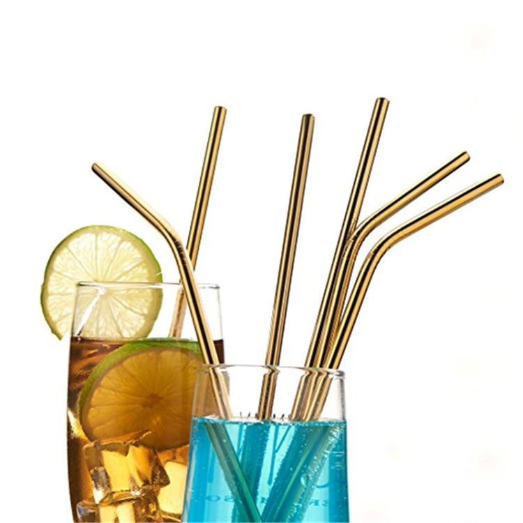 4pcs Reusable Stainless Steel Drinking Straw + Cleaner Brush Set Kit,  215*6mm, 215*6mm (Combination)