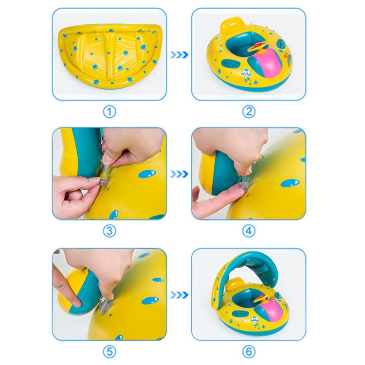 Inflatable Swimming Safety Seat Sunshade Boat Ring for Baby Children, Inflated Size: 72cm x 65cm x 58cm
