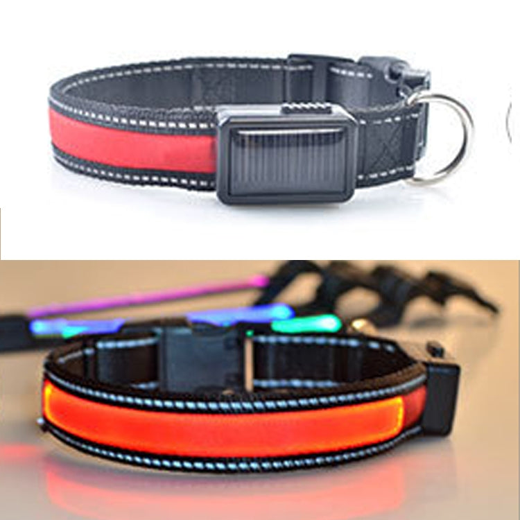 Medium and Large Dog Pet Solar + USB Charging LED Light Collar, Neck Circumference Size: S, 35-40cm, Size: S
