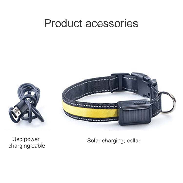 Medium and Large Dog Pet Solar + USB Charging LED Light Collar, Neck Circumference Size: S, 35-40cm, Size: S
