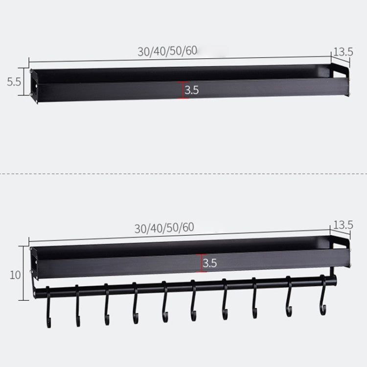 60cm Kitchen Multi-function Wall Hanging Holder Seasoning Storage Rack, 60cm(Black)