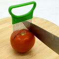 Stainless Steel Vegetable Onion Cutter Holder Meat Needle Kitchen Tools, Green, Blue, White, Orange