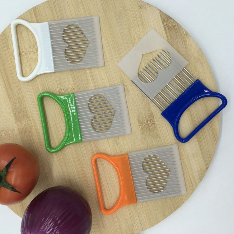 Stainless Steel Vegetable Onion Cutter Holder Meat Needle Kitchen Tools, Green, Blue, White, Orange