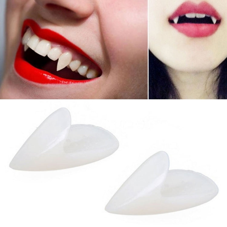 1 Pair 15mm Halloween Party Dentures Props Vampire Zombie Devil Fangs Teeth, 15mm