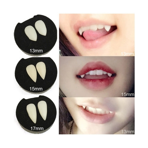 1 Pair 15mm Halloween Party Dentures Props Vampire Zombie Devil Fangs Teeth, 15mm