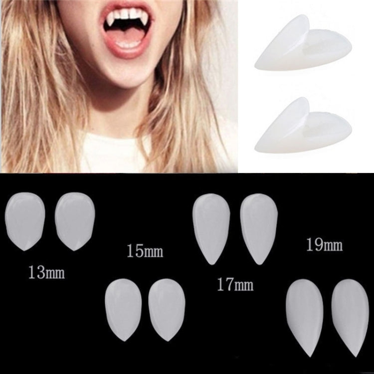1 Pair 15mm Halloween Party Dentures Props Vampire Zombie Devil Fangs Teeth, 15mm