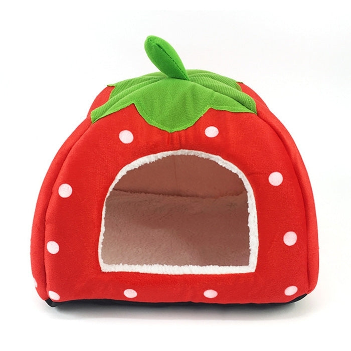 Strawberry Shaped Foldable Short Plush Pet House Nest, Size: S, Pink, Size S, Blue, Size S, Purple, Size S, Dark Blue, Size S, Red, Size S