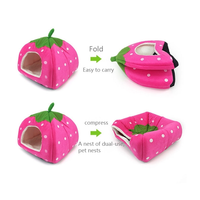 Strawberry Shaped Foldable Short Plush Pet House Nest, Size: S, Pink, Size S, Blue, Size S, Purple, Size S, Dark Blue, Size S, Red, Size S