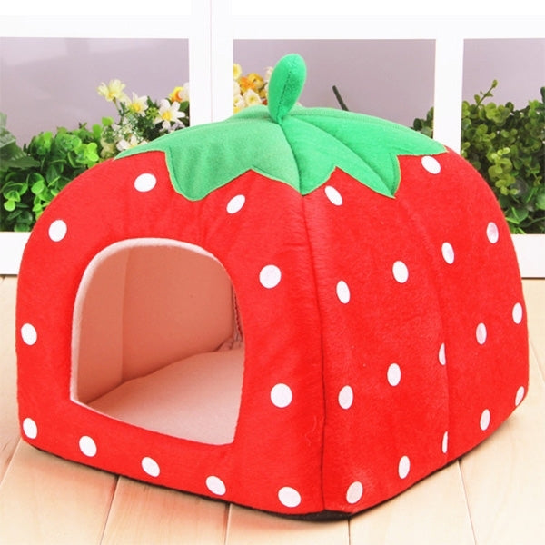 Strawberry Shaped Foldable Short Plush Pet House Nest, Size: S, Pink, Size S, Blue, Size S, Purple, Size S, Dark Blue, Size S, Red, Size S