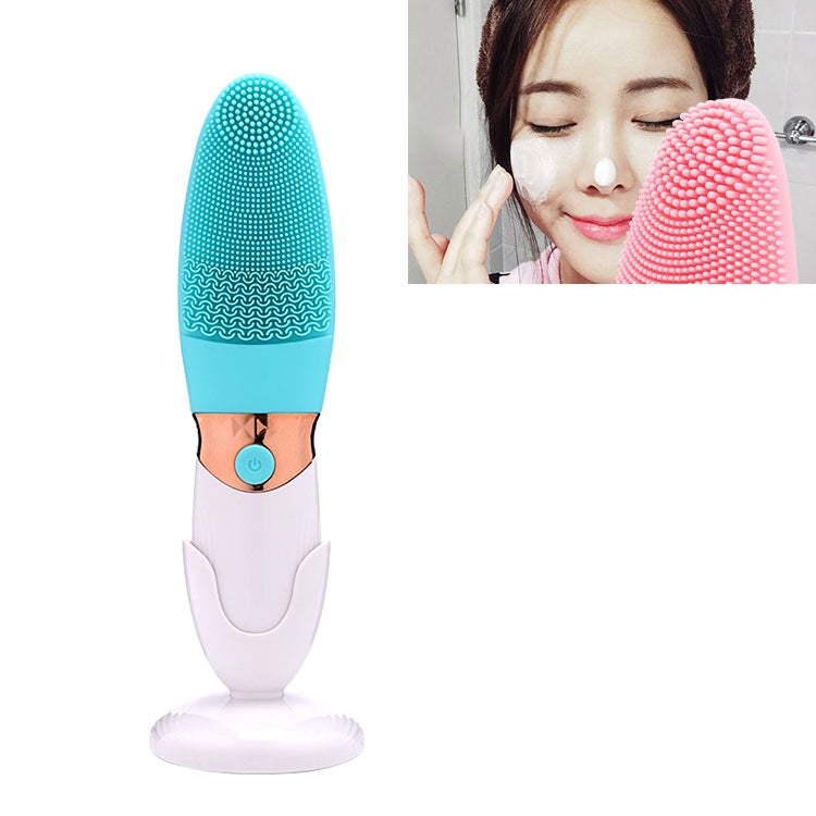 CNaier AE-618 Battery-powered Silicone Acoustic Wave Face Skin Care Electric Facial Cleanser (Blue)