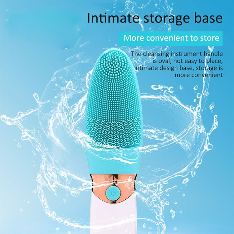 CNaier AE-618 Battery-powered Silicone Acoustic Wave Face Skin Care Electric Facial Cleanser (Blue)