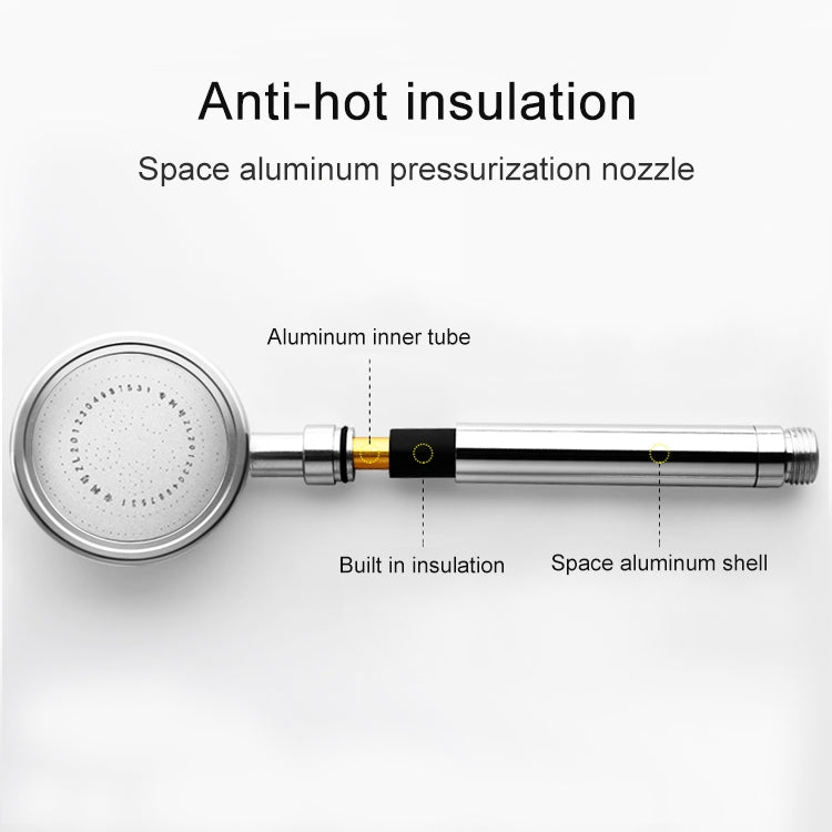 Space Aluminum Round Shape High Pressure Handheld Shower Head Water Saving Bathroom Accessories, Size: 23 x 8.2 x 2cm(Silver)