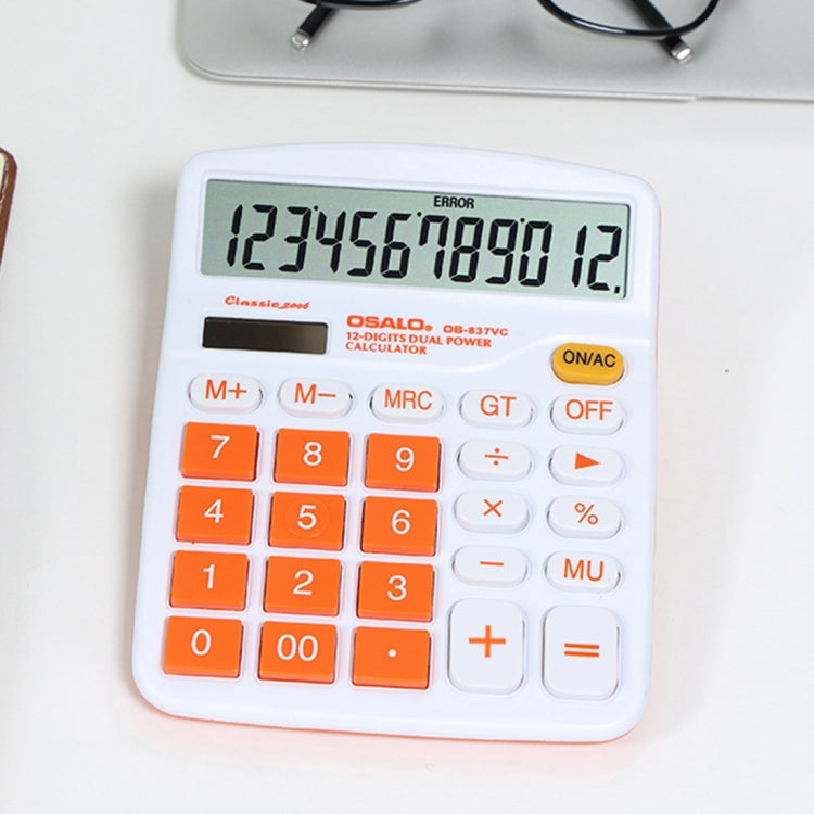OSALO OS-837VC 12 Digits Colorful Desktop Calculator Solar Energy Dual Power Calculator
