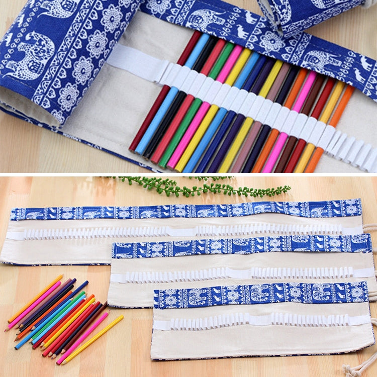72 Slots Cosmic Galaxy Print Pen Bag Canvas Pencil Wrap Curtain Roll Up Pencil Case Stationery Pouch, 72 Slots