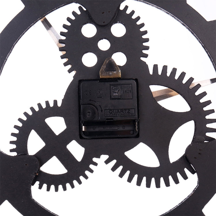Retro Wooden Round Single-sided Gear Clock Number Wall Clock, Diameter: 58cm, Number 58, Number 58cm