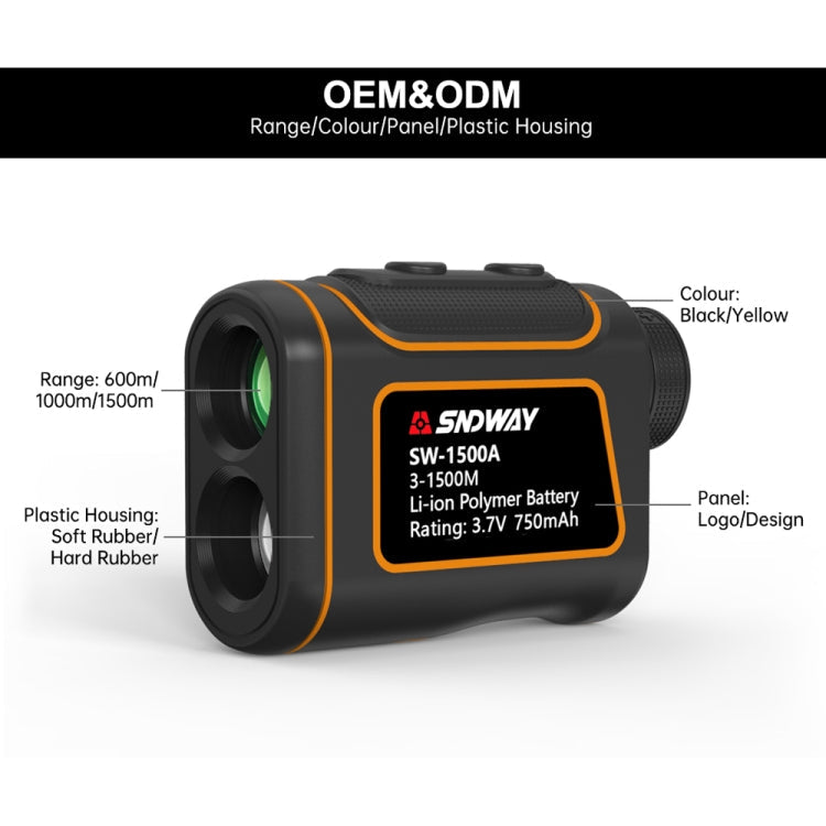 SNDWAY SW600A Handheld Outdoor Waterproof Telescope Range Finder Distance Measurer, 600m