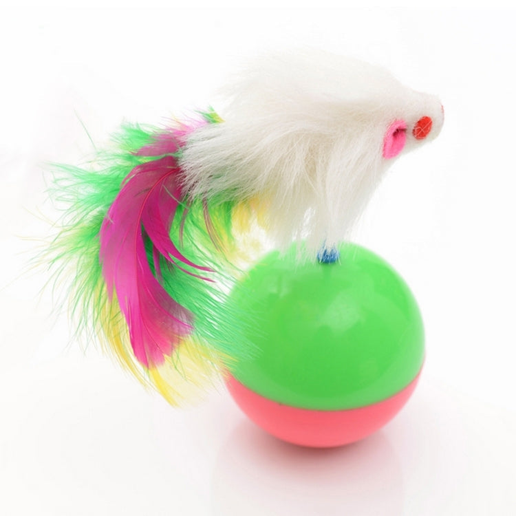 Durable Pet Cat Favorite Toys Feather Mouse Tumbler Plastic Toys Balls, Diameter: 5.5cm, Ball Diameter: 5.5cm