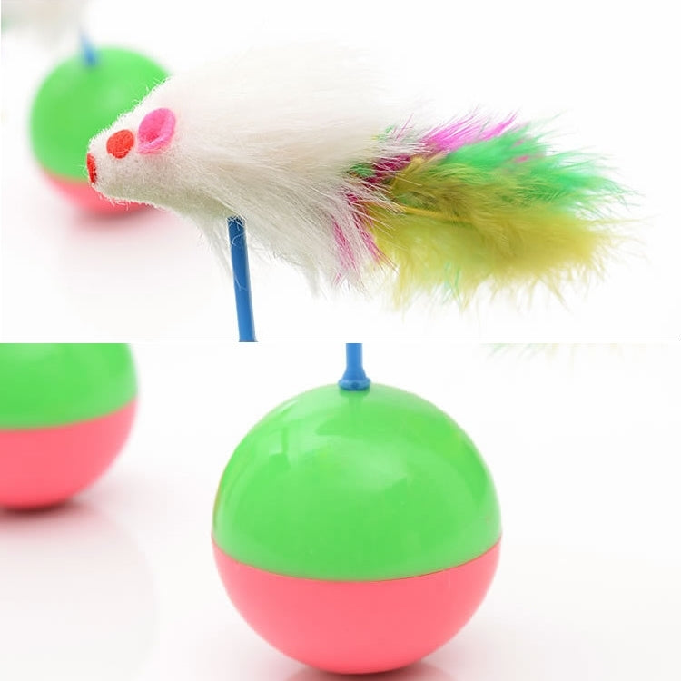 Durable Pet Cat Favorite Toys Feather Mouse Tumbler Plastic Toys Balls, Diameter: 5.5cm, Ball Diameter: 5.5cm