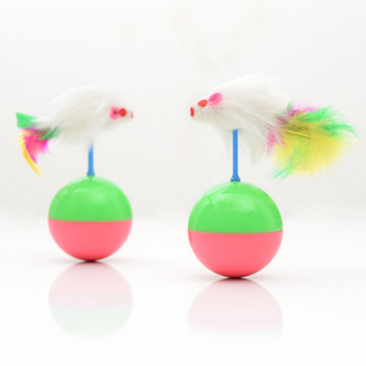 Durable Pet Cat Favorite Toys Feather Mouse Tumbler Plastic Toys Balls, Diameter: 5.5cm, Ball Diameter: 5.5cm