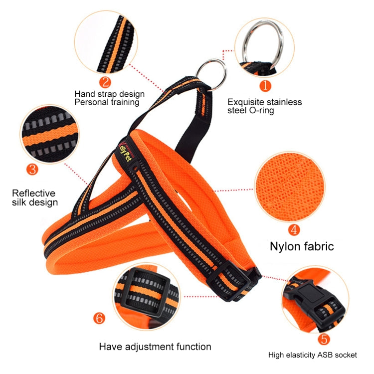 Pet Dogs A7 Reflective Polyester Chest Harness Lead Leash Traction Big Dogs Safety Chain Rope Collar, Size: S, 2.0*50*62cm, Size: S, 2.0*50*62cm