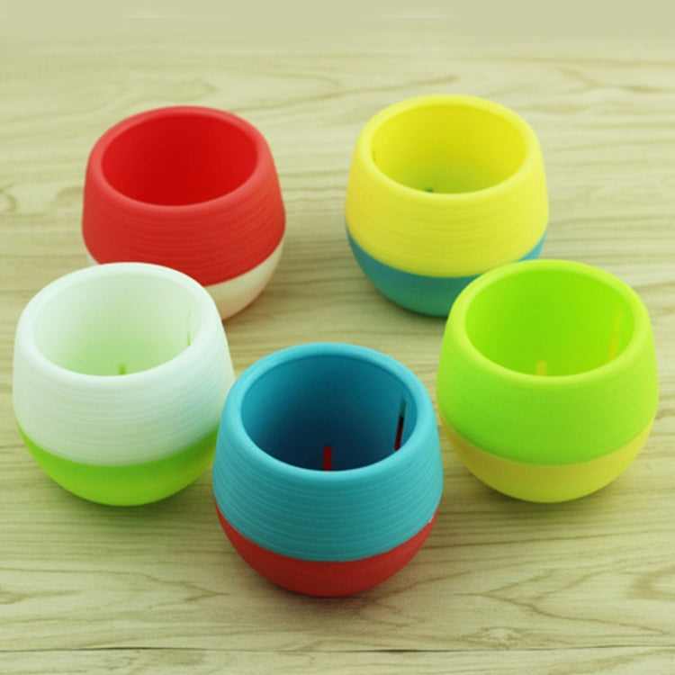Colourful Mini Round Plastic Plant Flower Pot Garden Home Office Decoration Nursery Pots  Plant Flowerpot with Water Tank, Random Color Delivery, Flower Pot 3
