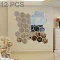 12 PCS 3D Hexagonal Mirror Wall Stickers Set, Size: 4*4cm(Silver)