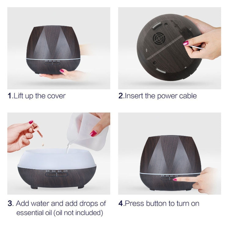 Peach Shape Wood Grain Remote Control Ultrasonic Humidifier Aromatherapy Machine Automatic Alcohol Sprayer with LED Lights, Capacity: 400mL, UK Plug (Dark Wood Color), Peach Shape Light Wood Color, Diamond Dark Wood Color, Diamond Light Wood Color     ...