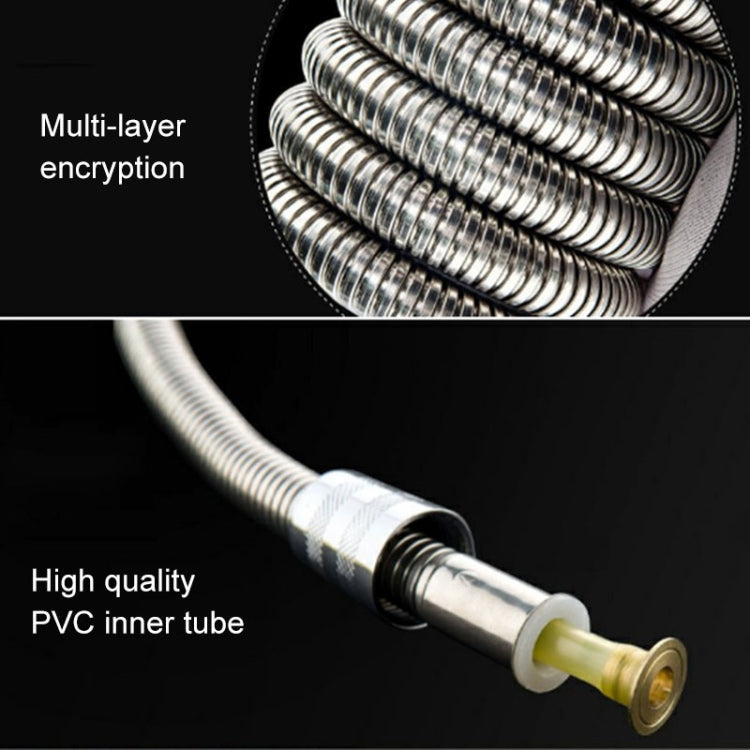 1.5m Flexible Stainless Steel Showerhead Hose Pipe Double Interlock Copper Interface Anti Burst Bath Water Pipe, 1.5m (Double Interlock)